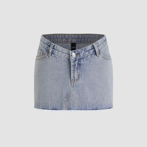 Cider Asymmetrical Denim Skirt - Blue